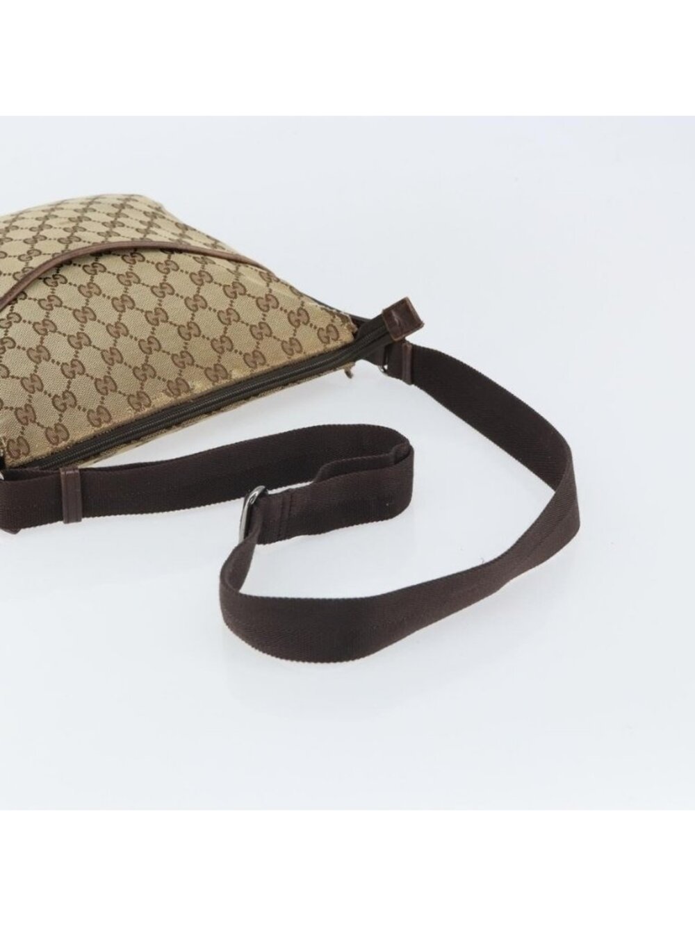 Authentic GUCCI GG Canvas Shoulder Bag Beige Silver 145857 - Picture 14 of 16